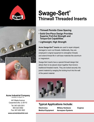 Thinwall Threaded Inserts