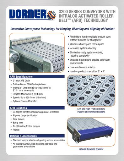 3200 Series Conveyors with Intralox Activated Roller Belt Technology