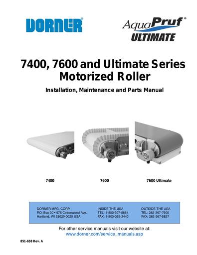 AquaPruf® 7400, 7600 Installation, Maintenance & Parts Manual