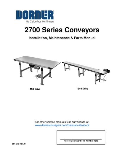 2700 Series Installation, Maintenance & Parts Manual