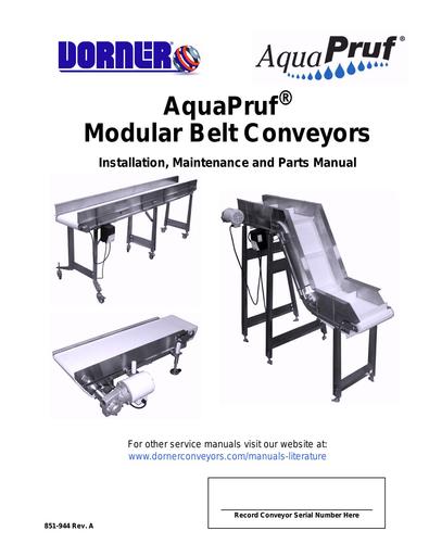 AquaPruf® Modular Installation, Maintenance & Parts Manual